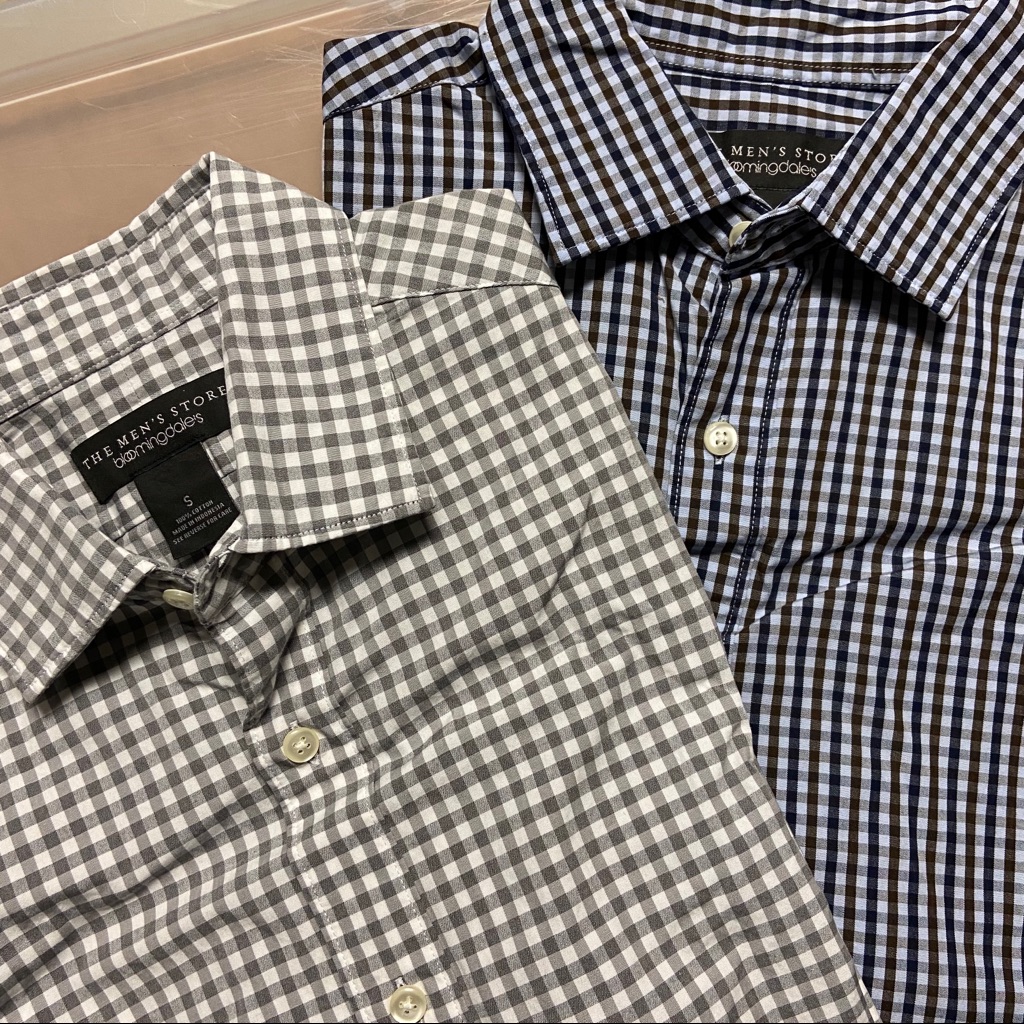 Bloomingdale's Lot Of 2 Gingham Shirts *Business Casual* Nwt Check/Plaid